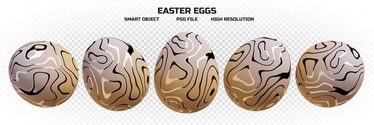 PSD realistic glossy easter eggs in high resolution with many perspectives