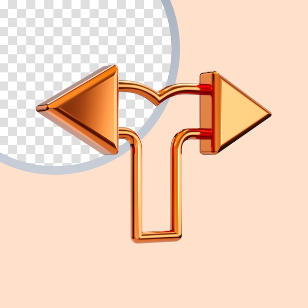 realistic glossy left right arrow icon 3d render concept for direction way using map web symbol