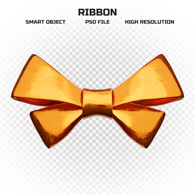 PSD realistic glossy orange ribbon in high resolution for decoration