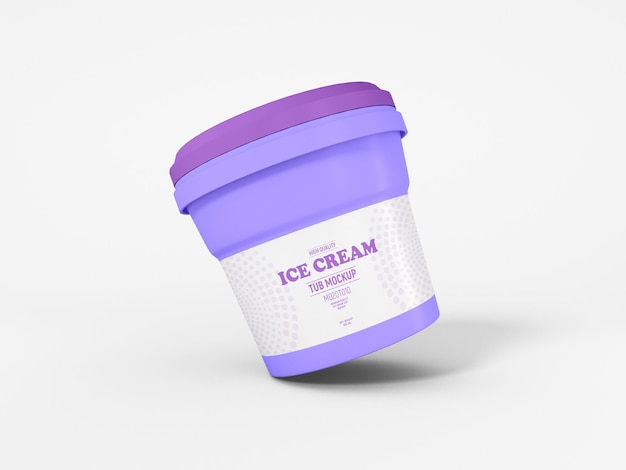 Реалистичный макет упаковки глянцевой пластиковой чашки мороженого