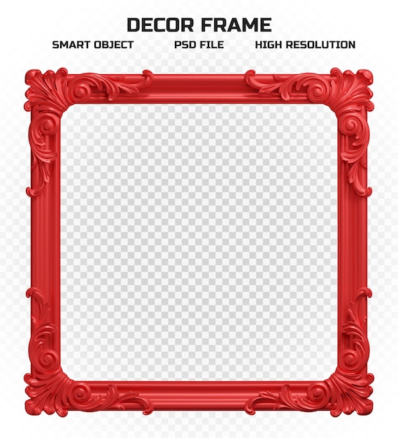 Realistic glossy red border frame in high resolution for picture decoration