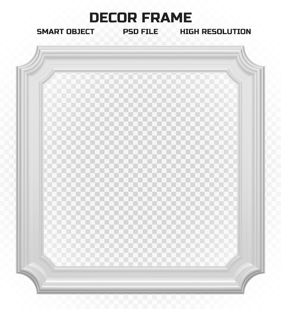 PSD realistic glossy white border frame in high resolution for picture decoration