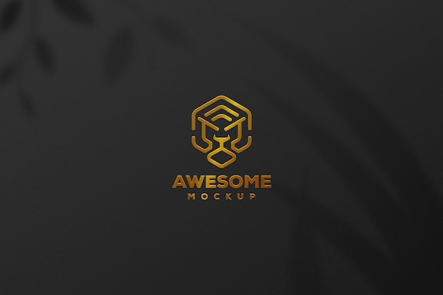 PSD realistic gold logo mock up