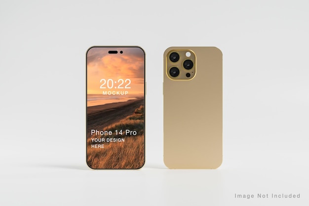 Realistic gold phone screen mockup