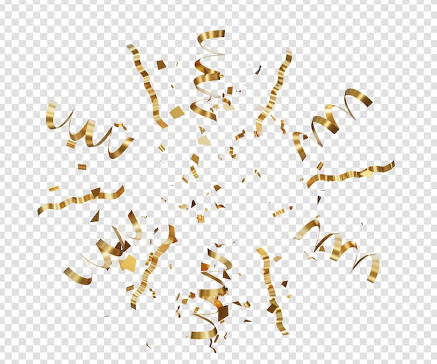 PSD realistic golden confetti background or celebration golden confetti background