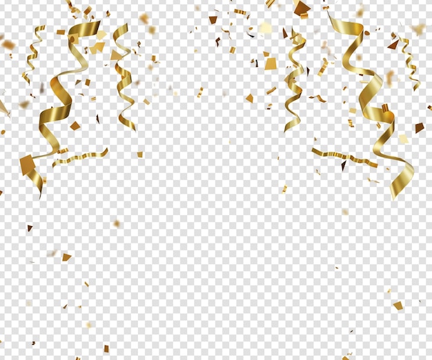 PSD realistic golden confetti background or celebration golden confetti background