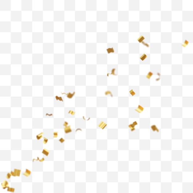 PSD realistic golden confetti celebration decoration element isolated