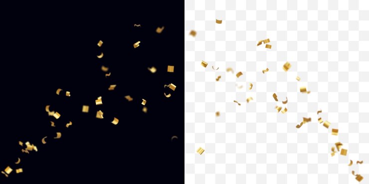 分離された現実的な金色の紙吹雪のお祝いの装飾要素