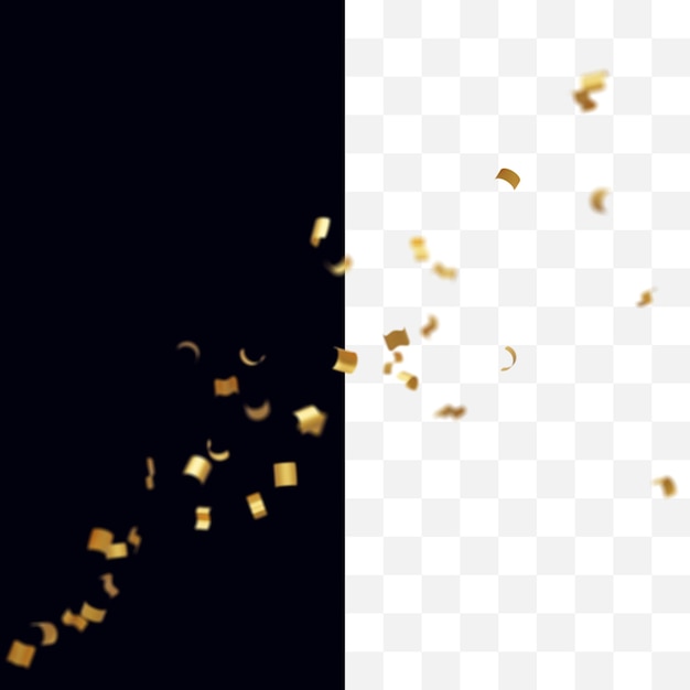 PSD realistic golden confetti celebration decoration element isolated