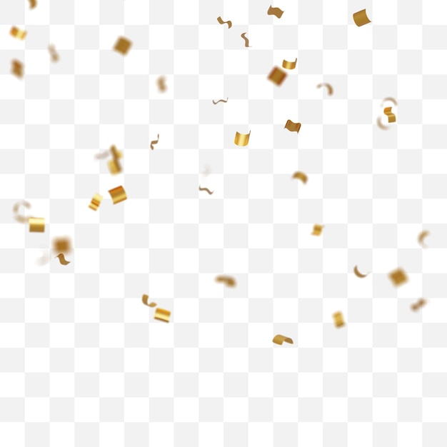 PSD realistic golden confetti decoration element isolated