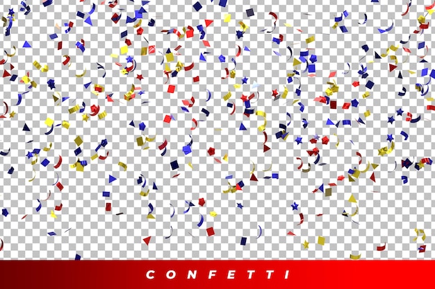 Realistic golden confetti and serpentine explosion for the festival party ribbon blast carnival elem