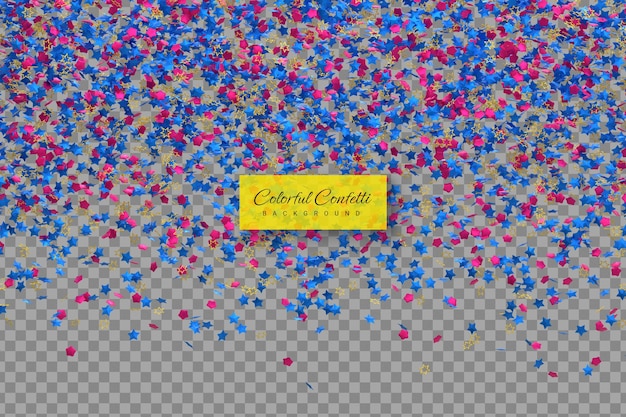 PSD realistic golden confetti and serpentine explosion for the festival party ribbon blast carnival elements or birthday celebration