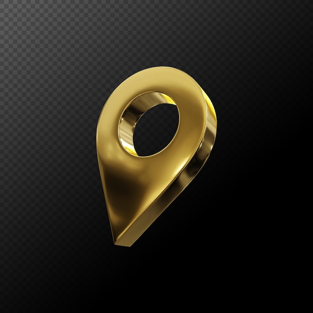 PSD realistic golden location icon 3k resolution