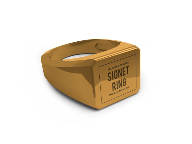 Реалистичный шаблон макета кольца с золотой печаткой