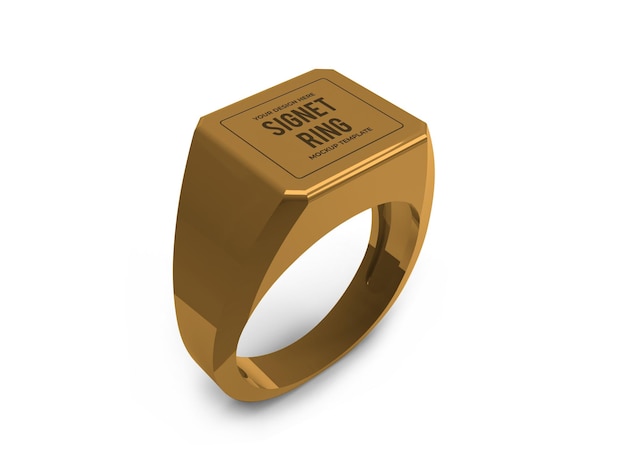 PSD realistic golden signet ring mockup template isolated