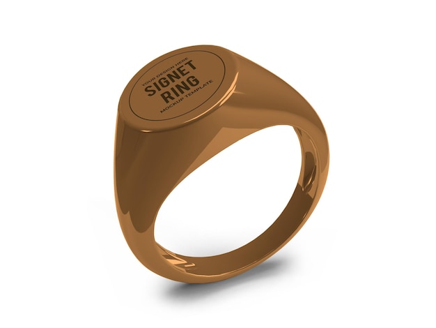 Реалистичный шаблон макета кольца с золотой печаткой