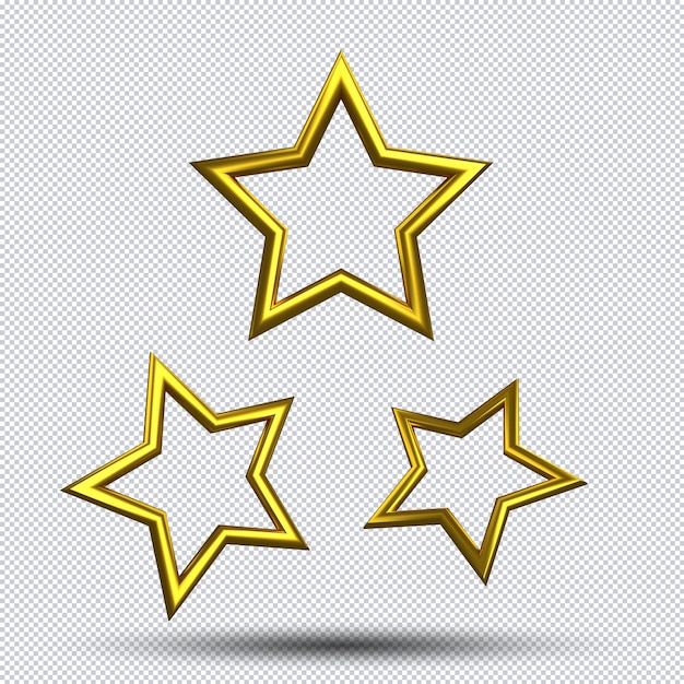 PSD realistic golden stars set isolated 3d for customer review feedback rating and decoration award