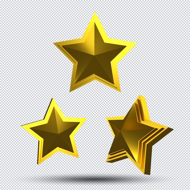 PSD 現実的な金色の星は、顧客レビューのフィードバック評価と装飾賞のために分離された 3 d を設定します