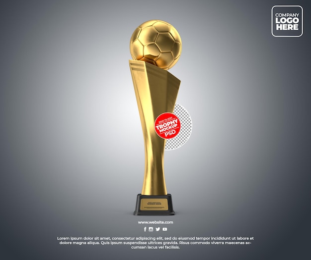 Realistico golden trophy award mockup design con sfondo trasparente