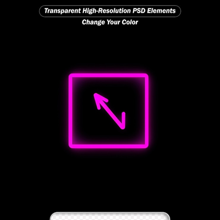 PSD realistic gradient neon square frame pink and blue colored blank