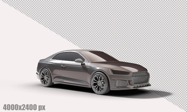 Realistic gray sedan car in 3d render