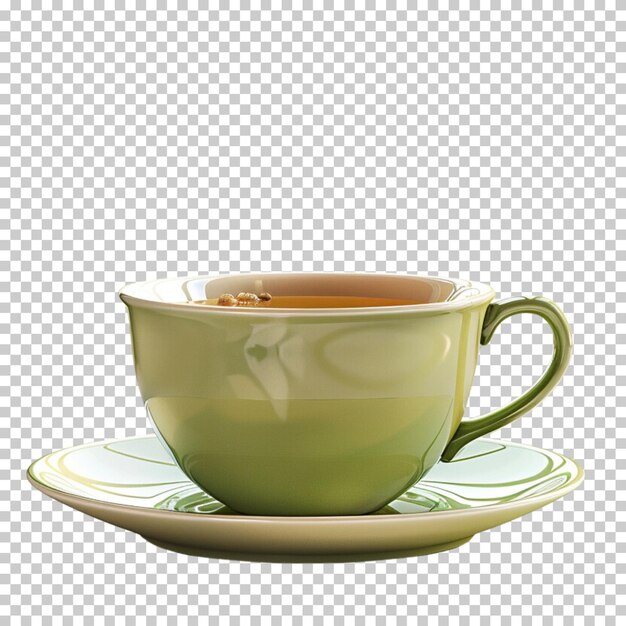 PSD realistic green and matcha tea green coffee beautiful latte isolated on transparent background