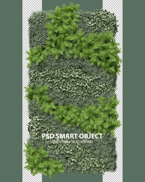 PSD realistica parete verde rendering 3d di oggetti isolati