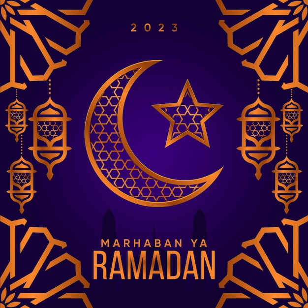 PSD illustrazione di saluto realistica per la celebrazione del ramadan