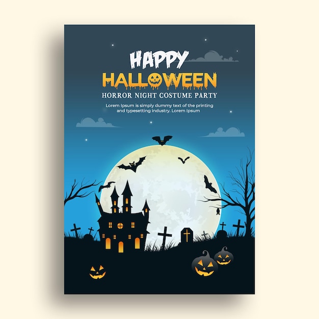 PSD modello di poster realistico per la festa di halloween