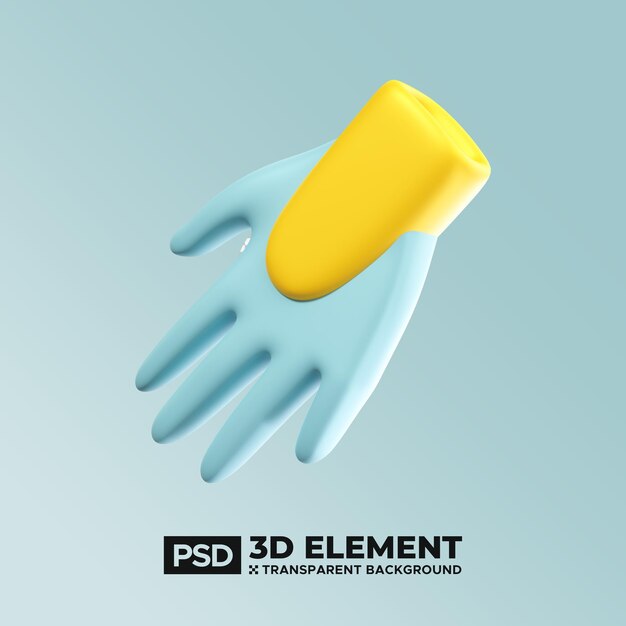 PSD realistic hand gloves 3d render concept icon illustration gardening or farming costume psd png