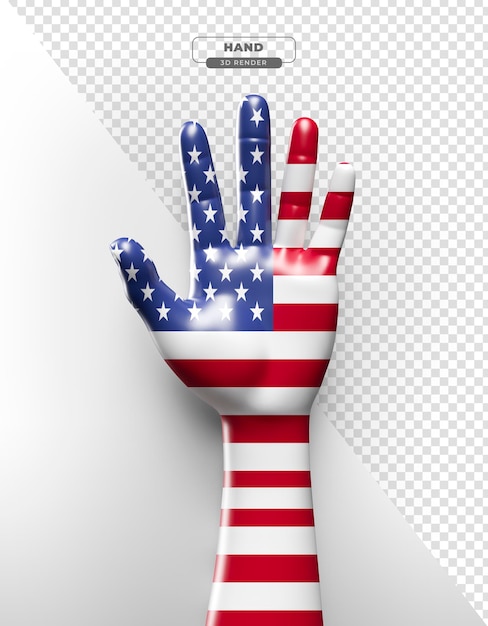 Realistic hand with united states flag in 3d render