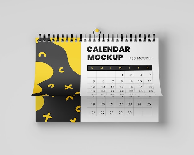 Realistic hanging calendar mockup