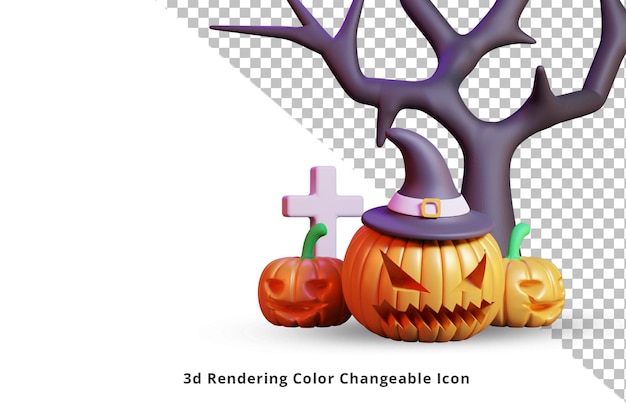 PSD elemento decorativo realistico di halloween felice o rendering 3d di oggetti di halloween felici