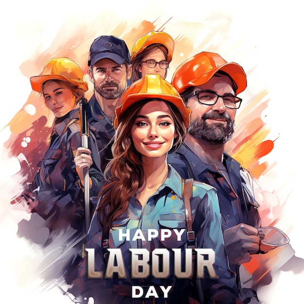 Realistic happy labour day social media post template and background