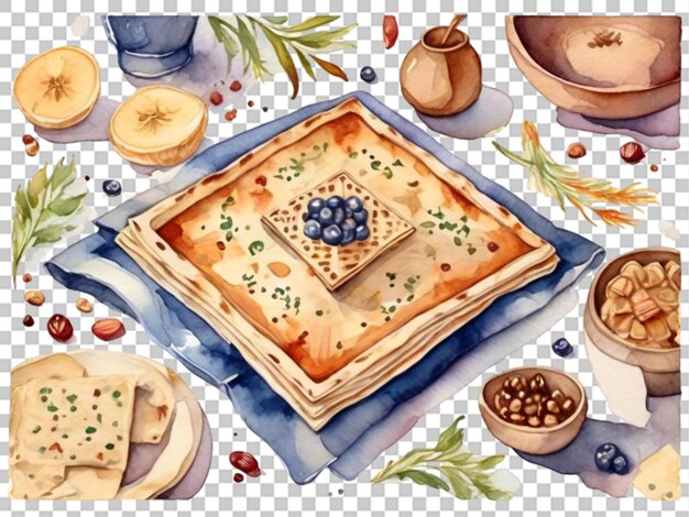 PSD realistic happy passover lettering with food