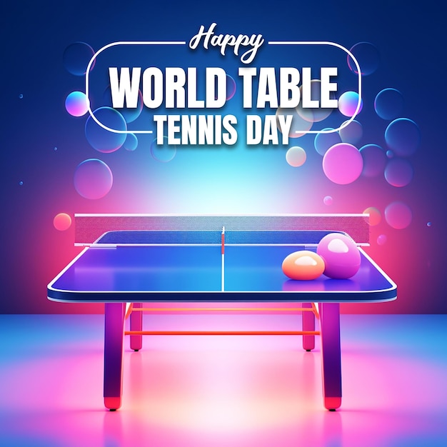 PSD realistic happy world table tennis day background