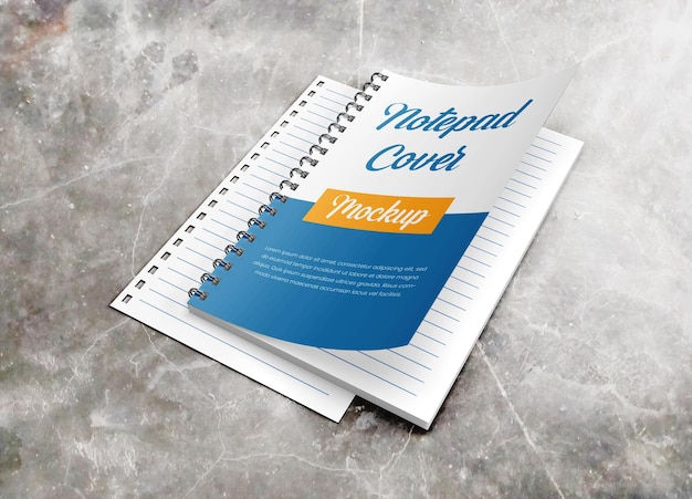 Realistic Hard cover notebook with inside page mockup