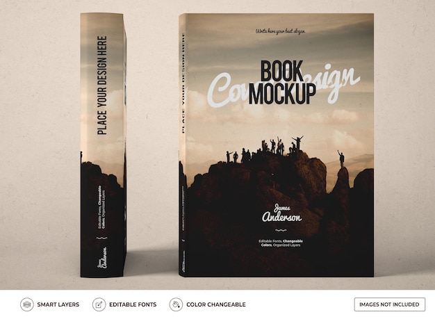 Realistico libro a copertina rigida mockup design