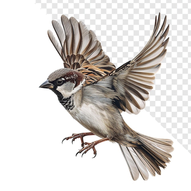 PSD realistic high detailed sparrow bird drawing