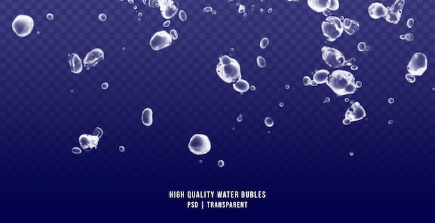 PSD a realistic high quality water bubbles isolated on transparent background