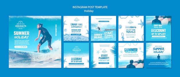 PSD realistic holiday fun instagram posts template