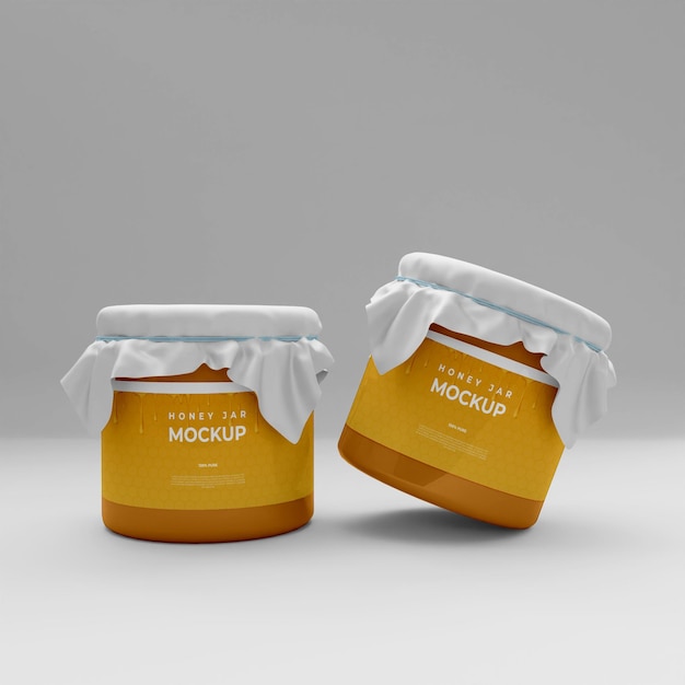 Realistic honey glass jar mockup