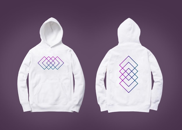 Realistic hoodie mockup template from front and back