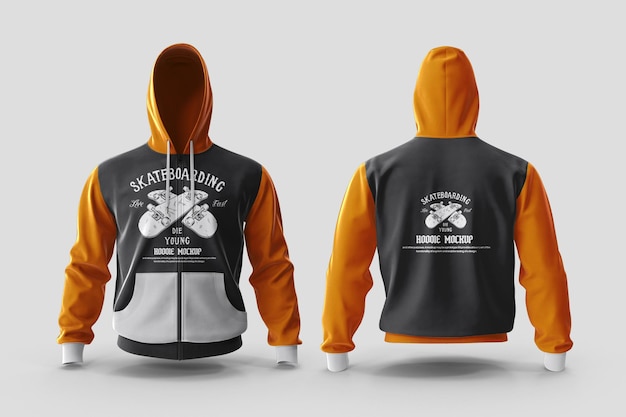 PSD realistic hoodie mockup with perspective view psd template