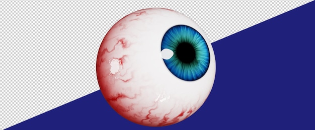 PSD realistic human eye. bloody eyeball, 3d render.