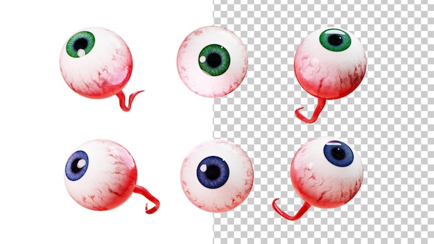 Bulbi oculari umani realistici con rendering 3d di iridi verdi e blu bulbi oculari umani isolati