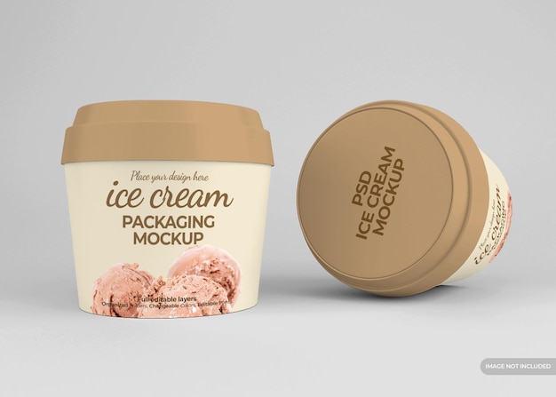 PSD realistic ice cream packaging mockup