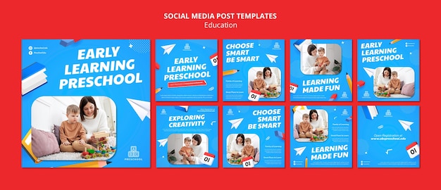 Realistic instagram post education template