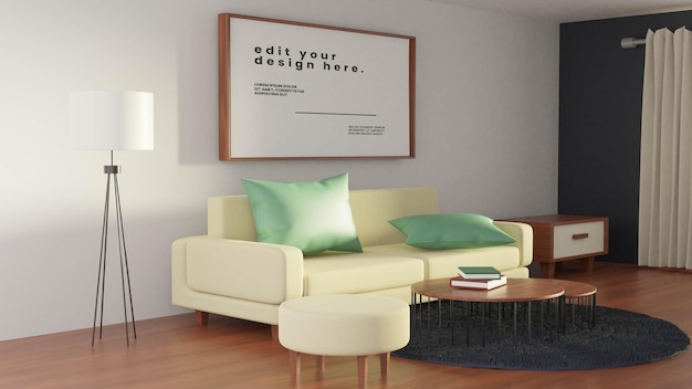 PSD realistic interior frame mockup