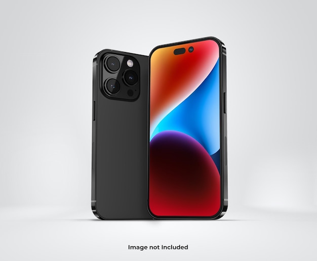 PSD realistic iphone 14 pro max 3d smartphone screen mockup template with editable background psd